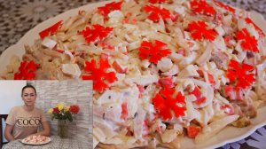 Салат с Крабовыми Палочками, Ветчиной и Кальмарами ИЗУМЛЕНИЕ . Новогодний стол 2022 Меню