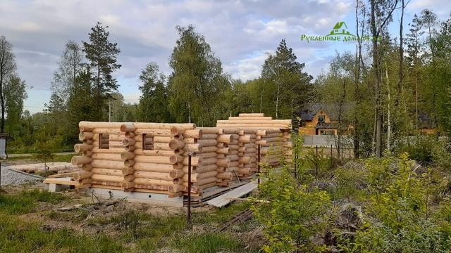 Проект Бани из Кедра|Ручная рубка в канадскую чашу/18+ смотреть онлайн