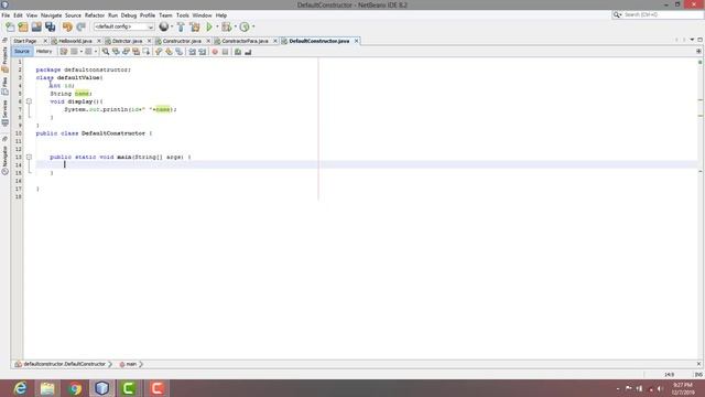 How to create (DEFAULT CONSTRUCTOR) project in java...