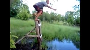 Пьяные мужики катаются на тарзанке! Смотреть всем до конца!