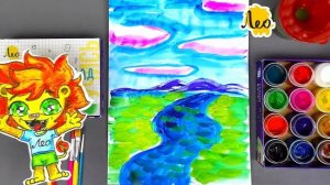 Рисуем ПРИРОДУ - Как нарисовать ПЕЙЗАЖ красками - Лео рисует