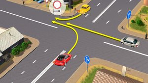 Кому из водителей запрещено движение по указанной траектории, даже в виде исключения?