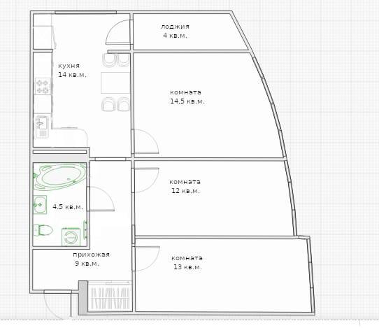 Цена квартиры в Геленджике 12.5 млн.р. Купите трёхкомнатную квартиру в Геленджике на ул.Свердлова