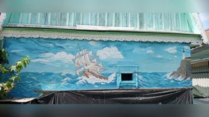 Как я писала картину на стене дачного домика