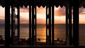 4K Tropical Beach during sunset window view - Relaxing, Calming, Ambience, white-2
