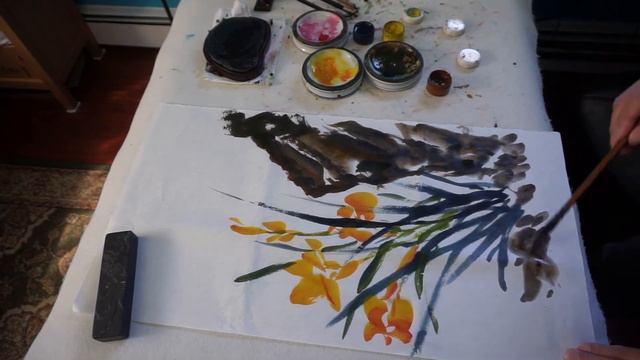 Chinese traditional painting《Orange day-lily》| 中国花鸟画（大写意）海派吴昌硕绘画艺术传承《萱草图》念贤居 смотреть онлайн