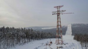 Завершение монтажа опоры ПП500-1/76у, ВЛ 500 кВ Нижнеангарская - Усть-Кут