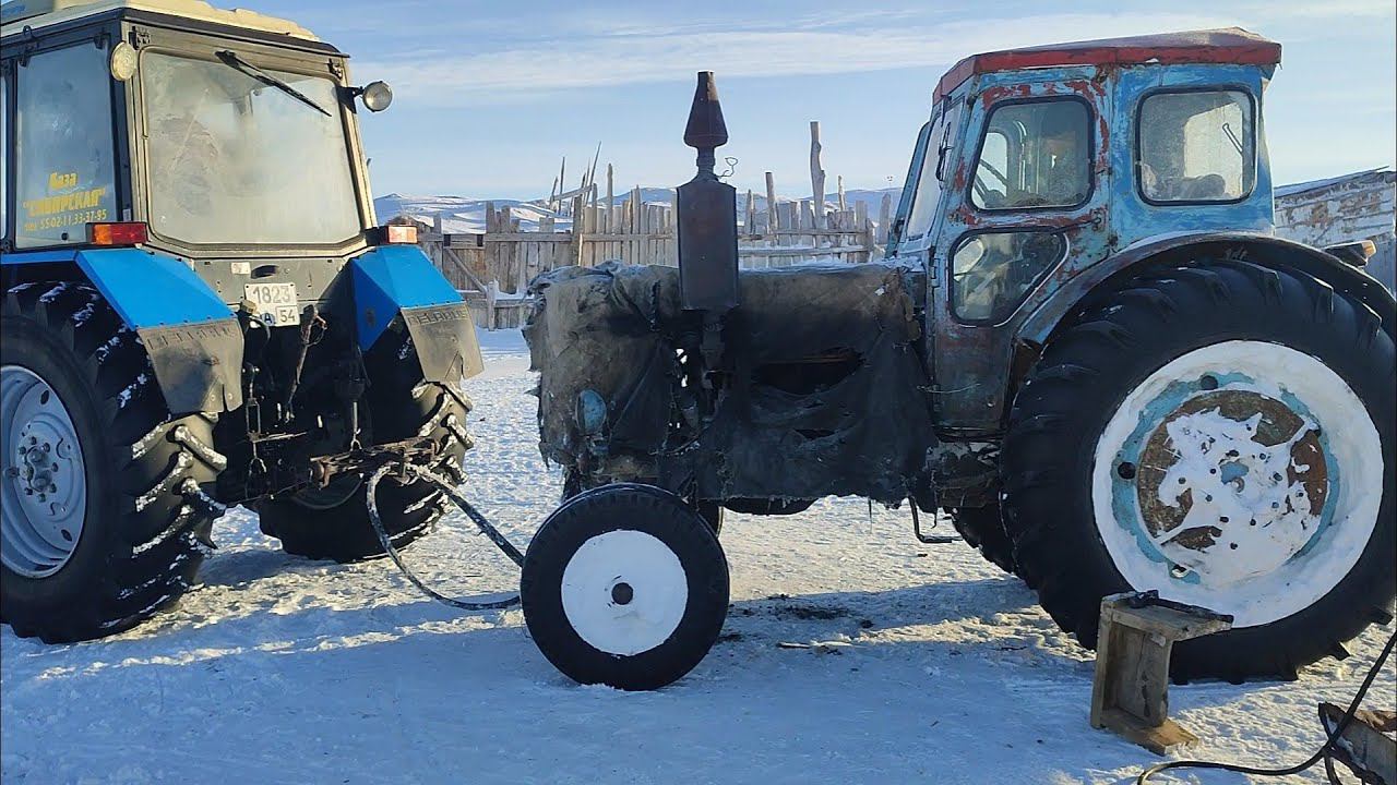 Холодно -25.Тащим замерший Т-40.Сново боремся со снегом. смотреть онлайн