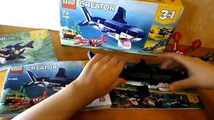 Lego набор 3 в 1 Морские обитатели, акула,рыба удильщик,кольмар, осьминог. 31088