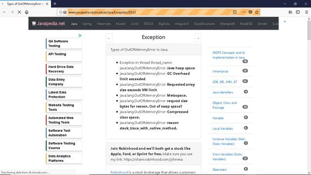 Types of OutOfMemoryError in Java.
| javapedia.net смотреть онлайн