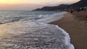 Шикарный закат Средиземное море 1 января 2022г  погода в Алании Турция пляж Клеопатра