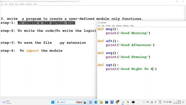 How to Create a User Defined Module in Python | Python Tutorials Telugu | Python For Beginners