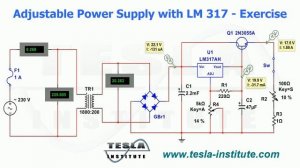 Adjustable Power Supply with LM 317 - Exercise