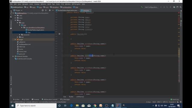 How to create a builder design pattern in java