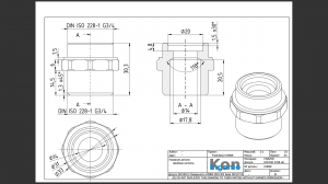 FreeCAD22 KH008 Двойная ниппель Цилиндр Призма Булева операция