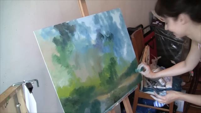 Полный урок живописи маслом Утренний лес смотреть онлайн