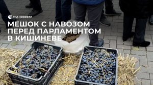 Мешок с навозом перед парламентом в Кишиневе