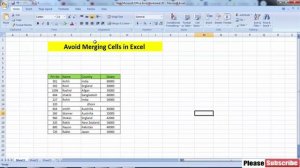 How To Avoid Merging Cells in Ms Excel || MS Excel Training