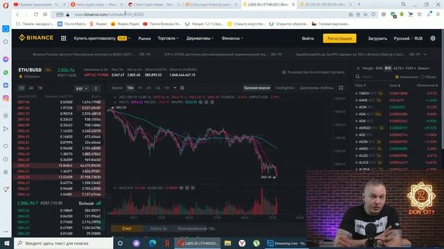 Китай и Бан Крипты Биткоин всех тянет вниз Прогноз Ethereum и обзор Новостей рынка