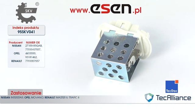 Rezystor dmuchawy RENAULT TRAFIC II NISSAN INTERSTAR OPEL MOVANO OE 7701057557 27100-00QAB 4415550 смотреть онлайн