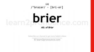 Pronunciation of Brier | Definition of Brier