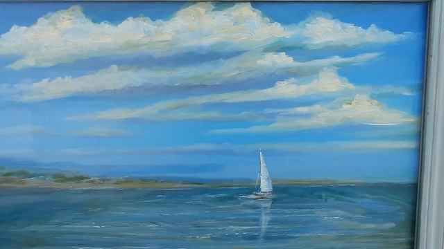 "Белый парус. #Азовскоеморе"" морской пейзаж  Н.Журавлёвой, живопись #ZhNataly картина 40х60 пленэр