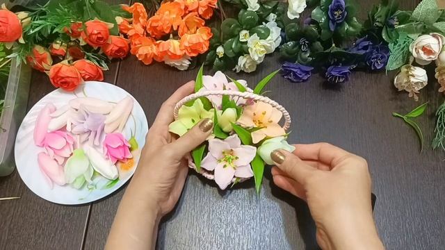 ?Лилии из мыла в корзинке? МК?Сборка букета из мыла?Мыловарение смотреть онлайн