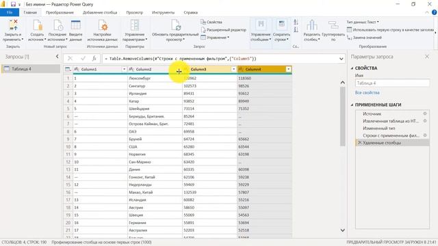 Курс по Power BI. Урок 5. Порядок и принцип редактирования данных. Отмена свертывания столбцов