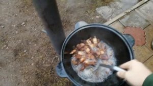 Походная печь из огнетушителя для казана.