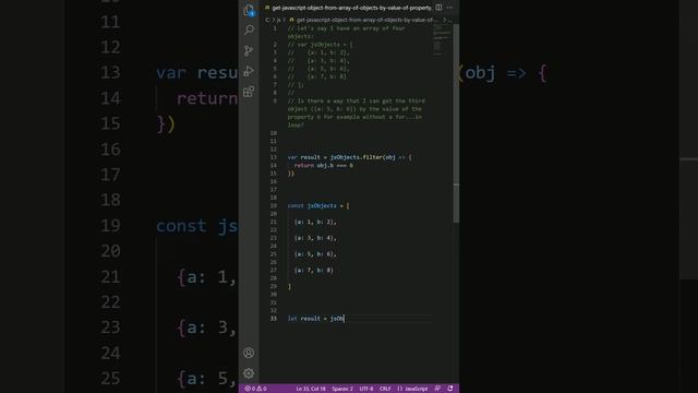 Get JavaScript object from array of objects by value of property