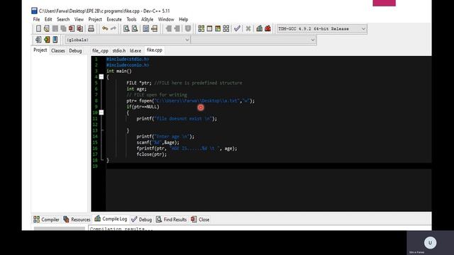 File Handling Program using fopen and fclose  | C/C++ Programming Video Tutorial for Beginners