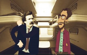 Марк Твен в поезде