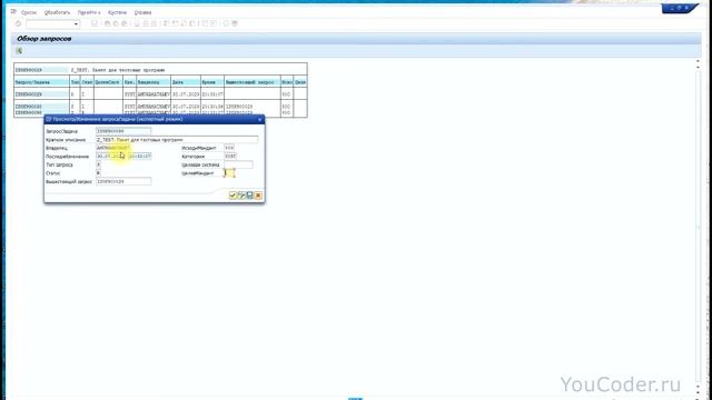 Запросы SAP. Изменение деблокированного запроса и задачи смотреть онлайн