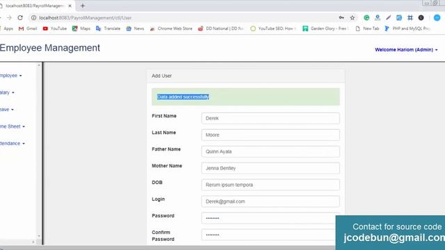 Employee payroll management system project in java with source code
