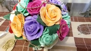 Светильник - ночник из изолона. Букет роз своими руками. Поделки.