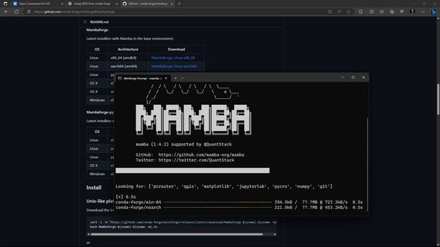 Install Mamba and create a Python environment with QGIS and PCRaster