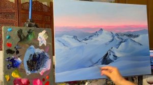 Пишем горы: "Горный пейзаж на рассвете" Художник Игорь Сахаров