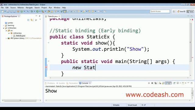 static binding | static binding example in java | early binding in java смотреть онлайн