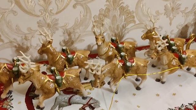 Обзор немецкого фарфора(Статуэтка дед мороз на санях с оленями) Заказала  посылку на Amatzon