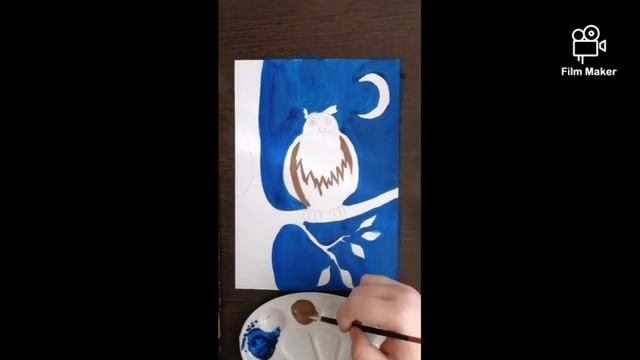 Мастер-класс «Совушка на ветке». Гуашь