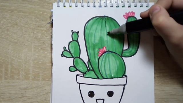 КАК НАРИСОВАТЬ КАКТУСА? В ГОРШКЕ | МИЛЫЙ КАКТУС РИСУНОК. смотреть онлайн