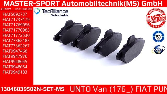 13046039502N-SET-MS | BRAKE PADS | Master-Sport-Automobiltechnik (MS) GmbH смотреть онлайн