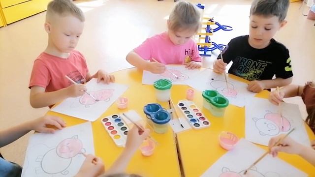 Сиреневая (старшая группа). Рисование "поросёнок" смотреть онлайн