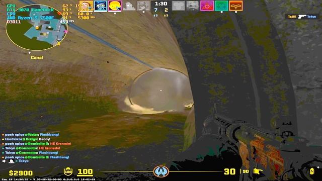 CS2: r5-7500f@5.3GHz(oc to 7600x) + RTX 3070 GR + 32gb DDR5 смотреть онлайн