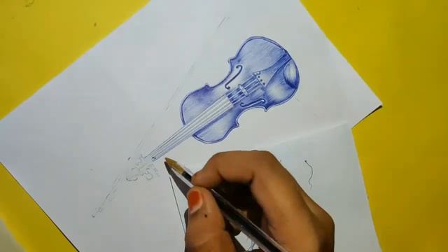 Ballpoint pen drawing of VIOLIN  Bic ballpoint penblue