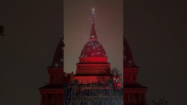 Mole Antonelliana at Night With Christmas Lights - Turin Italy