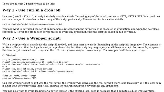 Unix & Linux: Reload a local script from a URL available source code? смотреть онлайн