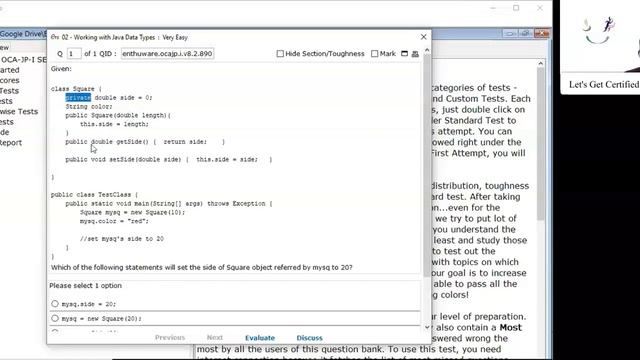 Encapsulation - accessing private data from a different class in Java. (enthuware.ocajp.i.v8.2.890) смотреть онлайн