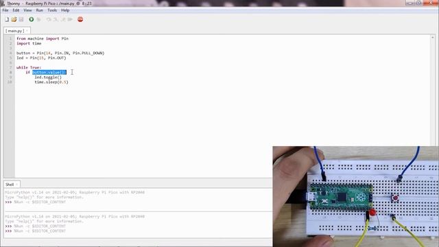 Raspberry Pi Pico using MicroPython - Tutorial #2: Button Inputs (Digital Inputs and Interrupts)