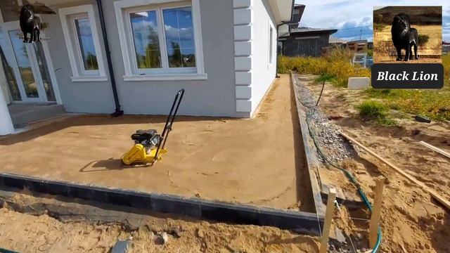 Укладка тротуарной плитки. укладка брусчатки. ёлочка